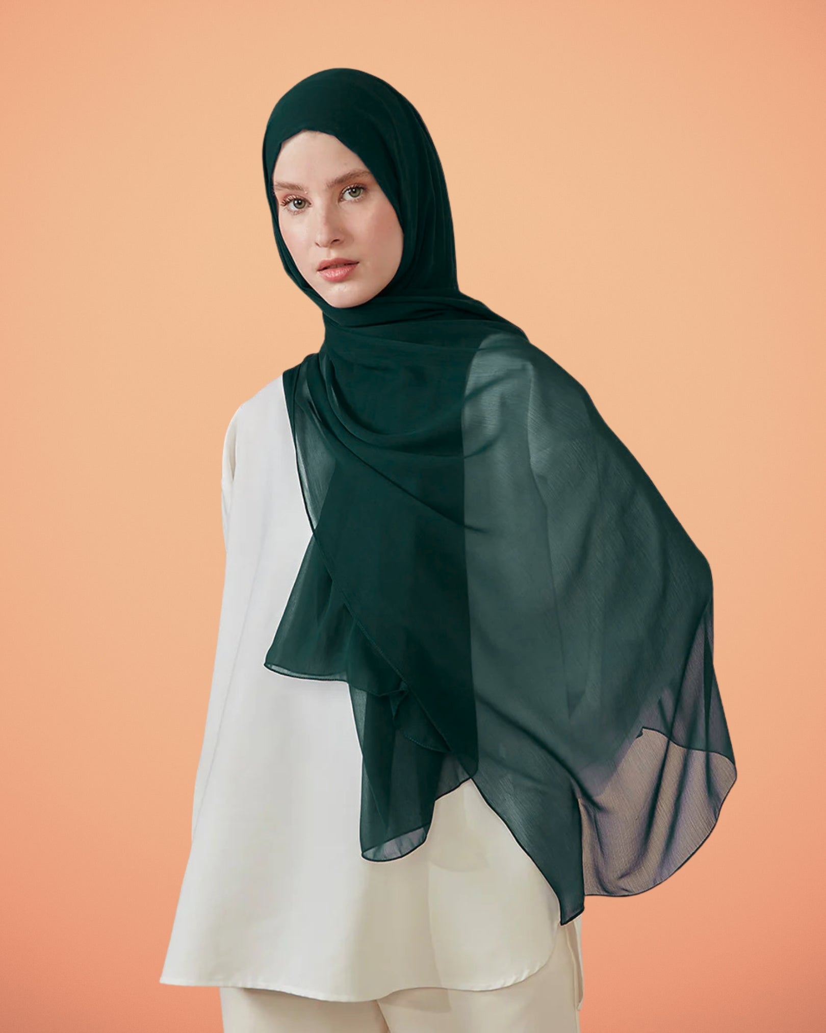 Georgette Hijab - Dark Green