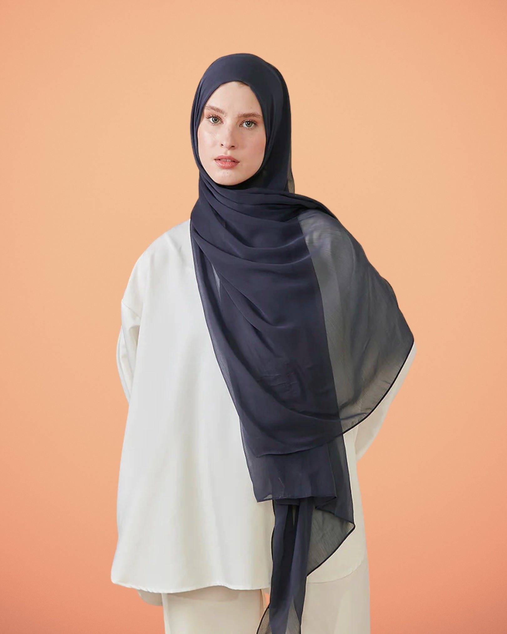 Georgette Hijab - Anchor Grey