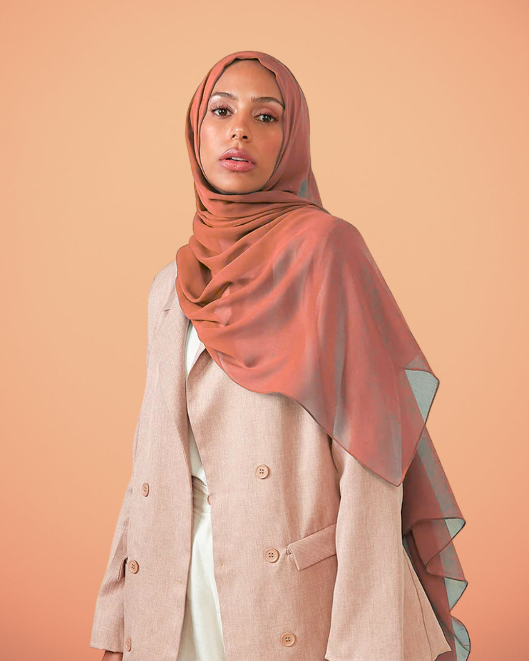 Georgette Hijab - Dark Peach