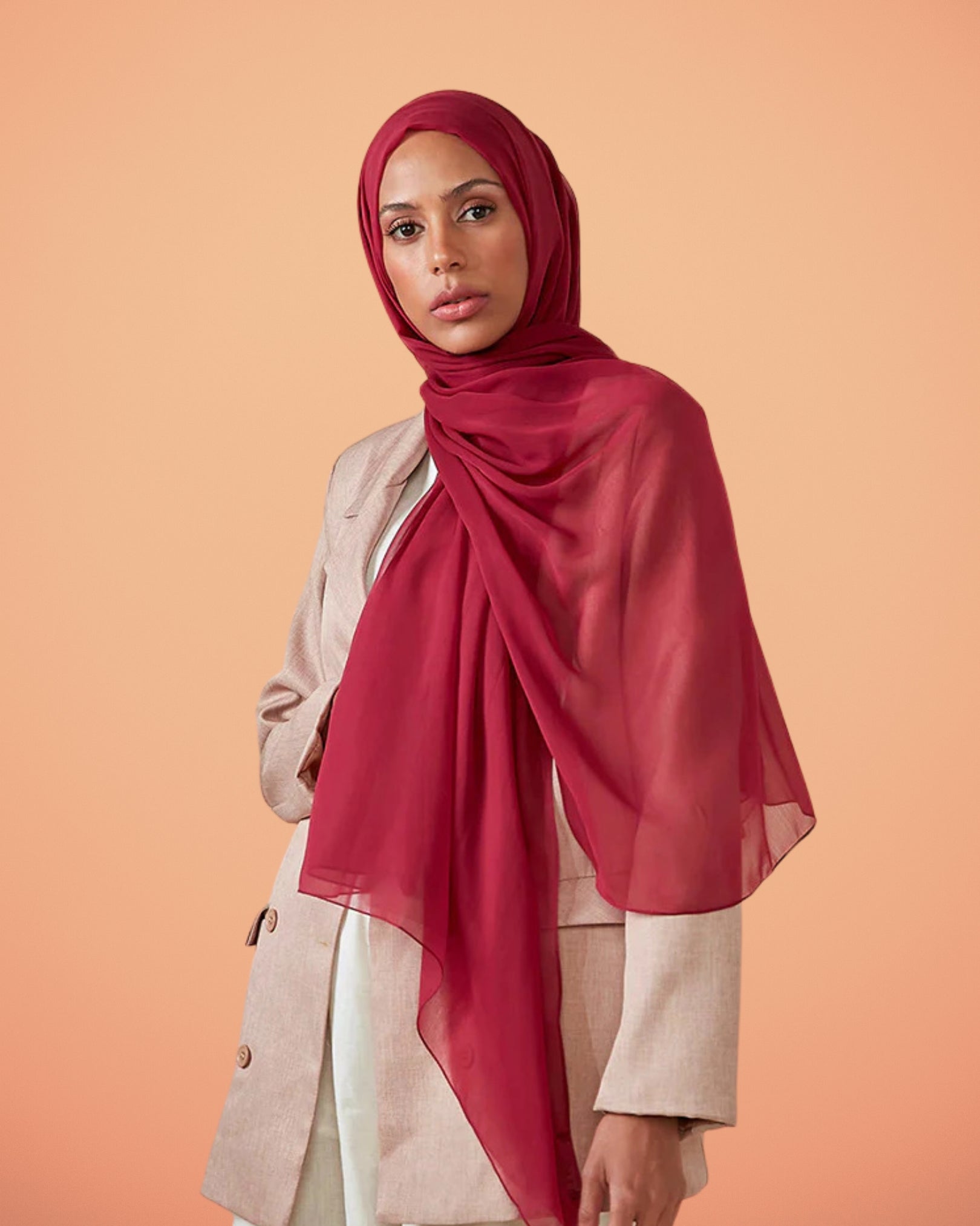 Georgette Hijab - Ruby Red